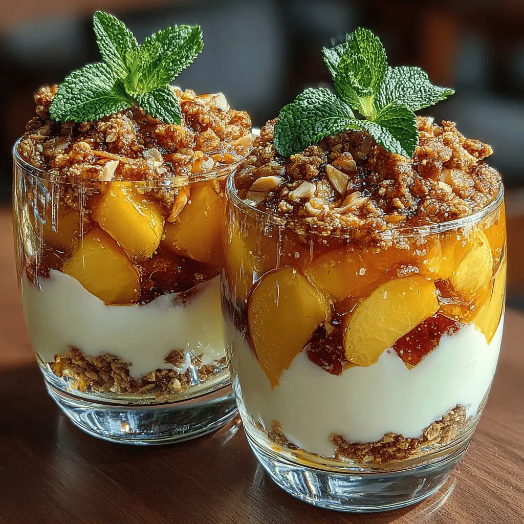 Die warmen Sommertage verlangen nach erfrischenden und leichten Desserts, und die Pfirsich-Glücklichkeits-Parfaits sind da genau das Richtige. Diese köstlichen Schichten aus frischen Pfirsichen, cremigem Joghurt und knusprigem Granola bieten nicht nur einen tollen Geschmack, sondern auch eine ansprechende Präsentation. Egal, ob als gesundes Frühstück, als Snack für zwischendurch oder als süßes Dessert – diese Parfaits sind vielseitig und ein echter Genuss.