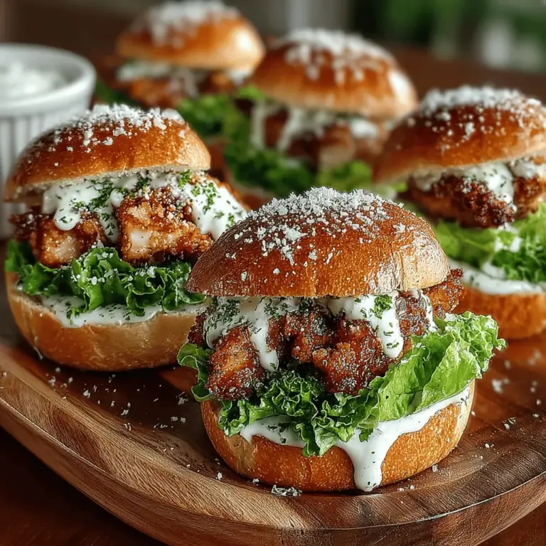 Wenn Sie auf der Suche nach einem köstlichen Snack oder einem perfekten Fingerfood für Ihre nächste Feier sind, dann sind die Mini Crispy Chicken Caesar Sliders genau das Richtige! Diese kleinen, aber feinen Slider bieten die perfekte Kombination aus knusprig frittiertem Hähnchen, frischem Romanasalat und cremigem Caesar-Dressing, alles zwischen zwei zarten Brötchen. Die Idee, Mini-Slider zu kreieren, ist nicht nur praktisch, sondern auch äußerst beliebt, da sie sich hervorragend für Partys, Grillabende oder einfach nur für einen gemütlichen Filmabend zu Hause eignen.