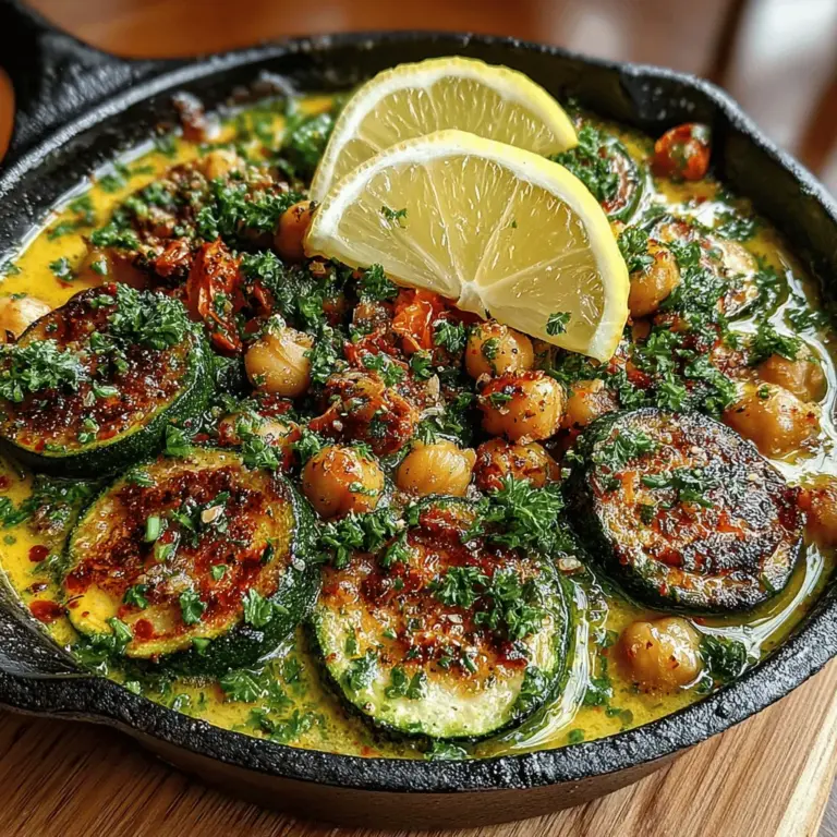 Die Cremige Knoblauch-Kichererbsen-Zucchini-Pfanne ist nicht nur ein Genuss für die Geschmacksknospen, sondern auch ein hervorragendes Beispiel für die Kombination von gesunden, pflanzlichen Zutaten, die sich perfekt für eine schnelle und köstliche Mahlzeit eignen. Dieses Rezept ist ideal für alle, die auf der Suche nach einer schmackhaften und nährstoffreichen Option sind, die schnell zubereitet werden kann. Ob für ein schnelles Abendessen unter der Woche oder als köstliches Gericht für Gäste – diese Pfanne wird schnell zum Favoriten.