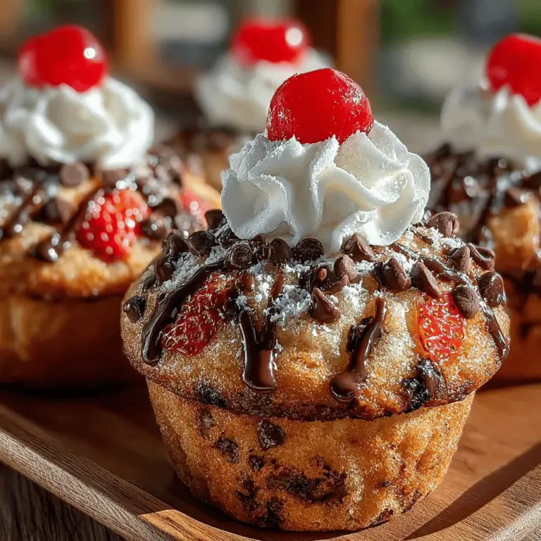 Schokoladenstückchen-Bananensplit-Muffins sind eine köstliche Kombination aus saftigen Bananen, zartem Schokoladengeschmack und fruchtiger Frische. Dieses Rezept ist nicht nur einfach zuzubereiten, sondern auch perfekt für jede Gelegenheit – sei es als süßer Snack für zwischendurch, zum Frühstück oder als Dessert. Die Mischung aus reifen Bananen, saftigen Erdbeeren und exotischer Ananas verleiht diesen Muffins eine unwiderstehliche Note. In dieser detaillierten Anleitung erfahren Sie alles, was Sie über die Zubereitung dieser schmackhaften Muffins wissen müssen.