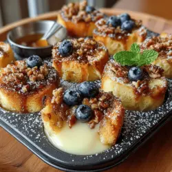 Willkommen zu einem köstlichen Rezept, das nicht nur den Gaumen verwöhnt, sondern auch perfekt für ein Frühstück oder einen Brunch geeignet ist: die süßen und knusprigen gebackenen French Toast Muffins. Dieses Rezept bietet eine kreative Wendung des klassischen French Toasts und verwandelt ihn in mundgerechte Muffins, die sowohl Kinder als auch Erwachsene begeistern. Diese Muffins sind ideal, um sie im Voraus zuzubereiten und an einem geschäftigen Morgen schnell zu genießen oder um sie bei einem gemütlichen Brunch mit Freunden und Familie zu servieren.