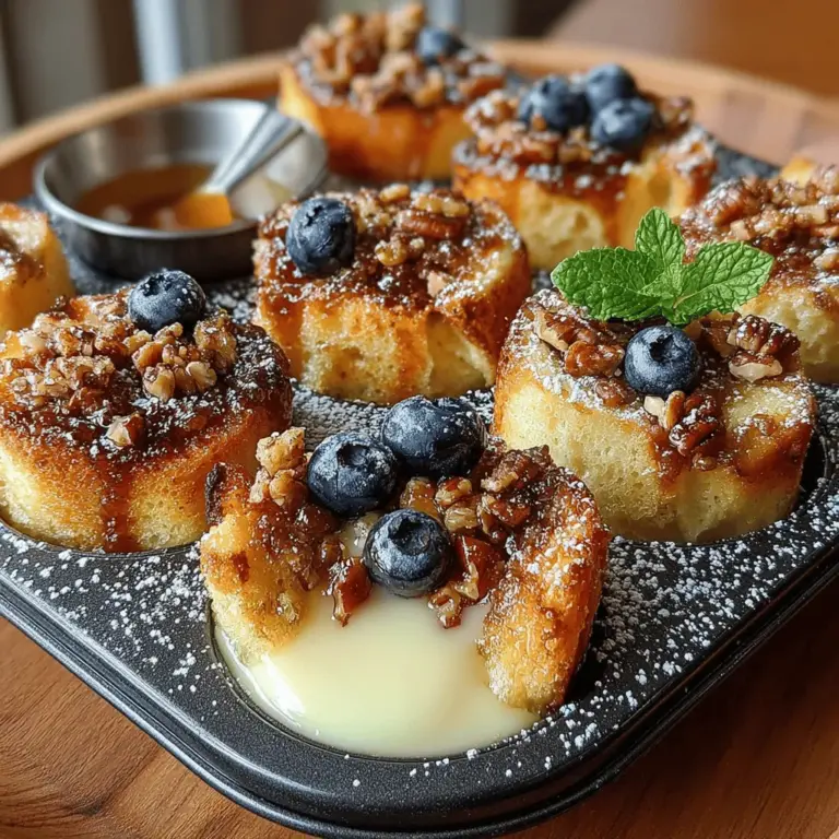 Willkommen zu einem köstlichen Rezept, das nicht nur den Gaumen verwöhnt, sondern auch perfekt für ein Frühstück oder einen Brunch geeignet ist: die süßen und knusprigen gebackenen French Toast Muffins. Dieses Rezept bietet eine kreative Wendung des klassischen French Toasts und verwandelt ihn in mundgerechte Muffins, die sowohl Kinder als auch Erwachsene begeistern. Diese Muffins sind ideal, um sie im Voraus zuzubereiten und an einem geschäftigen Morgen schnell zu genießen oder um sie bei einem gemütlichen Brunch mit Freunden und Familie zu servieren.
