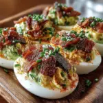 Die Kombination aus cremiger Avocado und herzhaftem Speck ist eine wahre Gaumenfreude, die in den letzten Jahren immer beliebter geworden ist. Avocado-gefüllte Eier sind nicht nur ein schmackhaftes, sondern auch ein nahrhaftes Gericht, das sich perfekt für verschiedene Anlässe eignet – sei es als eleganter Snack für eine Party, als Teil eines Brunch-Buffets oder einfach als gesunde Vorspeise. Die Kombination aus gesunden Fetten der Avocado und dem Protein der Eier macht dieses Rezept zu einer hervorragenden Wahl für alle, die auf ihre Ernährung achten und dennoch nicht auf Geschmack verzichten möchten.