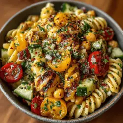 Der Zesty Lemon Garlic Kichererbsen Pasta Salat ist nicht nur ein einfaches Gericht, sondern eine wahre Geschmacksexplosion, die frische Aromen und gesunde Zutaten vereint. Ideal für warme Sommertage oder als leichtes Mittagessen, bringt dieser Salat die perfekte Kombination aus Nährstoffen und Genuss auf den Tisch. Kichererbsen, Pasta, frisches Gemüse und ein spritziges Zitronen-Knoblauch-Dressing sorgen für ein harmonisches Geschmackserlebnis, das jedem Gourmet das Wasser im Mund zusammenlaufen lässt.