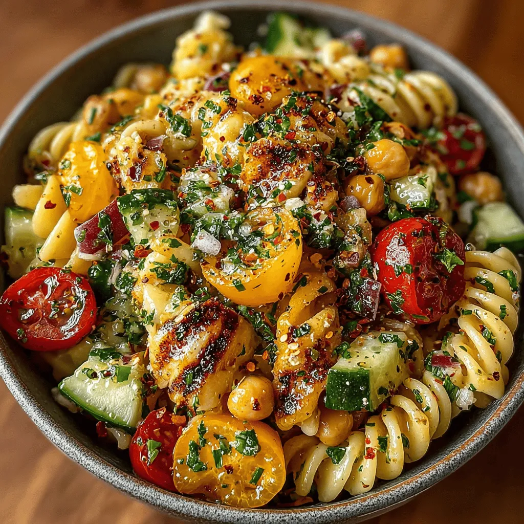 Der Zesty Lemon Garlic Kichererbsen Pasta Salat ist nicht nur ein einfaches Gericht, sondern eine wahre Geschmacksexplosion, die frische Aromen und gesunde Zutaten vereint. Ideal für warme Sommertage oder als leichtes Mittagessen, bringt dieser Salat die perfekte Kombination aus Nährstoffen und Genuss auf den Tisch. Kichererbsen, Pasta, frisches Gemüse und ein spritziges Zitronen-Knoblauch-Dressing sorgen für ein harmonisches Geschmackserlebnis, das jedem Gourmet das Wasser im Mund zusammenlaufen lässt.