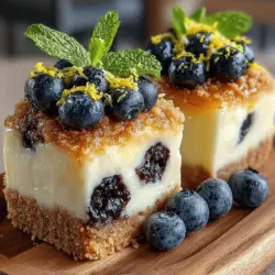 Zesty Blueberry Dreams sind nicht nur ein Fest für die Augen, sondern auch ein wahres Geschmackserlebnis. Dieses Dessert kombiniert die fruchtige Süße von frischen Blaubeeren mit der spritzigen Frische von Zitronen und der cremigen Textur von griechischem Joghurt. Ideal für warme Sommertage oder als erfrischender Abschluss eines festlichen Abendessens, sind diese Riegel einfach zuzubereiten und garantieren Begeisterung bei Familie und Freunden.