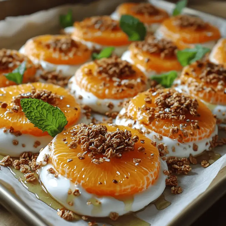 Der Sommer steht vor der Tür und mit ihm die Sehnsucht nach erfrischenden, leichten Snacks, die uns an heißen Tagen abkühlen. Genau hier kommt unser Rezept für die Zitrus-Splash-Delight ins Spiel! Dieses köstliche Gericht ist nicht nur ein Fest für den Gaumen, sondern auch ein wahrer Augenschmaus. Es vereint die süße Frische von reifen Orangen mit der Cremigkeit von griechischem Joghurt und wird im Handumdrehen zubereitet. Perfekt für heiße Sommertage, als Partyhäppchen oder auch als gesunde Nachspeise – diese gefrorenen Joghurtscheiben sind ein Muss für jeden, der frische und gesunde Snacks liebt.