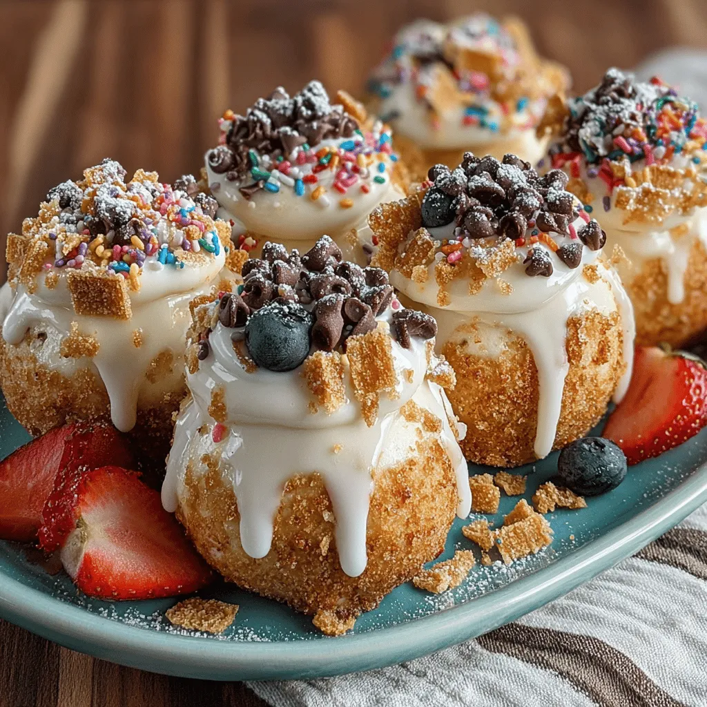 Die gefrorenen Joghurt Toast Crunch Bomben sind mehr als nur ein einfacher Snack; sie sind ein geschmacklicher Höhepunkt und eine erfrischende Leckerei für jede Jahreszeit. Diese köstlichen Bomben kombinieren cremigen griechischen Joghurt mit knusprigem Toast Crunch-Müsli, süßen Schokoladenstückchen und frischem Obst. Sie sind perfekt für warme Sommertage, als gesunder Nachtisch oder als Snack für Kinderpartys. Abgesehen von ihrem unwiderstehlichen Geschmack sind sie auch eine wunderbare Möglichkeit, Kinder dazu zu bringen, mehr Obst zu essen. Die Kombination aus gesunden und schmackhaften Zutaten macht sie zu einer idealen Wahl für gesundheitsbewusste Genießer.