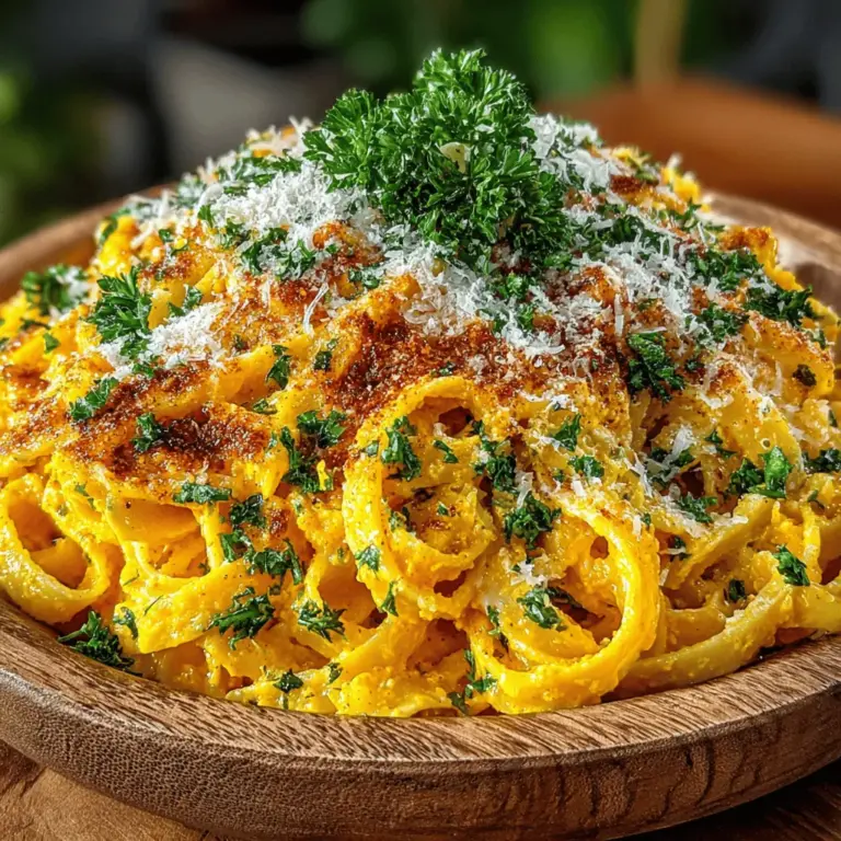 Die cremige Kürbis Alfredo Pasta ist ein köstliches und herzhaftes Gericht, das die Aromen des Herbstes perfekt einfängt. Dieses Rezept erfreut sich nicht nur großer Beliebtheit in der kalten Jahreszeit, sondern ist auch eine wunderbare Möglichkeit, frisches, saisonales Gemüse in die Ernährung zu integrieren. Kürbis ist eine wahre Nährstoffbombe, die reich an Vitaminen, Mineralstoffen und Antioxidantien ist. Diese Pasta vereint die Cremigkeit von Alfredo-Soße mit dem süßen, leicht nussigen Geschmack von Kürbis und bietet somit eine originelle Abwechslung zu traditionellen Pasta-Gerichten.