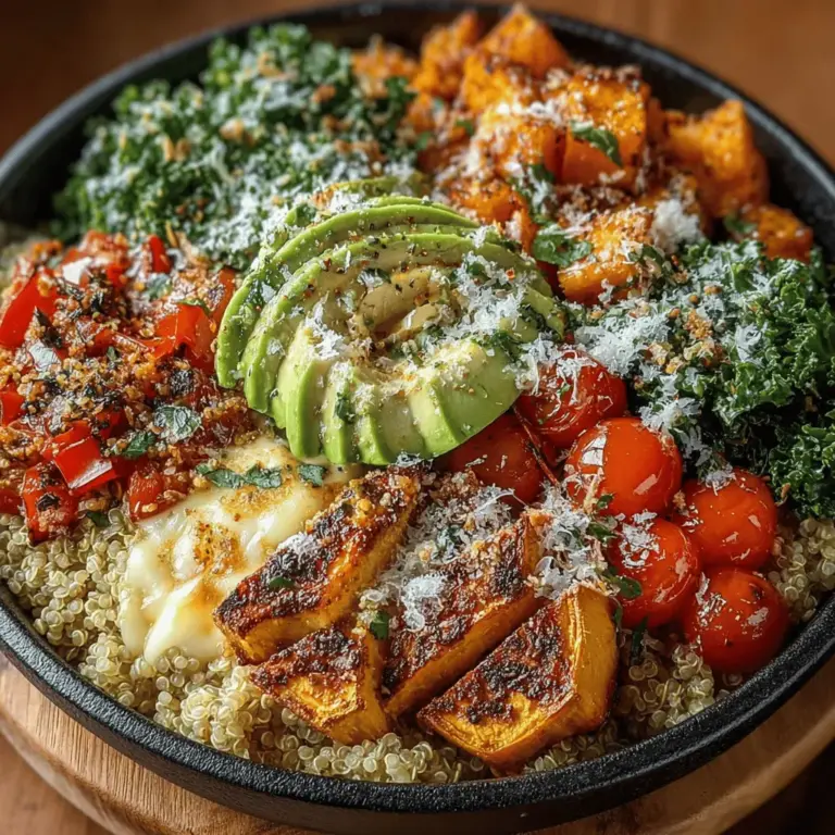 Die Ernte Gemüse Quinoa Power Bowl ist nicht nur ein Fest für die Augen, sondern auch für den Gaumen. Dieses Gericht vereint gesunde Zutaten in einer bunten Schüssel, die voller Nährstoffe und Aromen ist. Quinoa, das als Superfood gilt, bildet die Basis dieser Power Bowl und sorgt für eine hervorragende Proteinquelle sowie für Ballaststoffe, die zur Verdauung beitragen. Die Kombination aus gerösteten Süßkartoffeln, frischen Gemüsesorten und aromatischen Kichererbsen macht diese Bowl zu einer ausgewogenen Mahlzeit, die sowohl Veganer als auch Vegetarier anspricht.